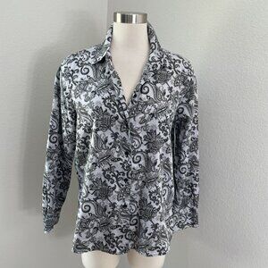 Foxcroft For Appleseeds Womens 12 Wrinkle Free Floral Shirt Shaped Fit Blouse